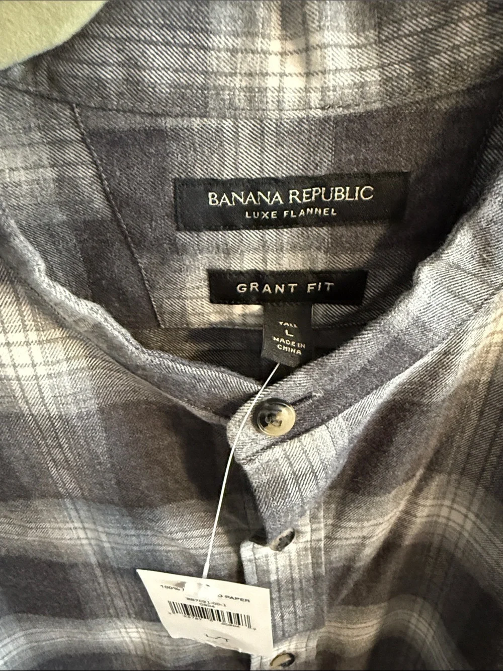 NWT Banana Republic Gray and White Plaid Shirt